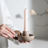 Maxbell Ceramic Candle Holder Ornament Candlestick Holder for TV Stand Party pink grey