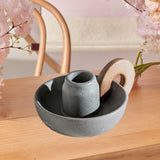 Maxbell Ceramic Candle Holder Ornament Candlestick Holder for TV Stand Party green grey