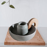 Maxbell Ceramic Candle Holder Ornament Candlestick Holder for TV Stand Party green grey