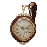 Maxbell Double Sided Wall Clock Battery Operated Non Ticking Silent Decorative Clock Brown
