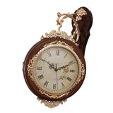 Maxbell Double Sided Wall Clock Battery Operated Non Ticking Silent Decorative Clock Brown