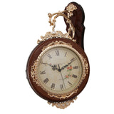 Maxbell Double Sided Wall Clock Battery Operated Non Ticking Silent Decorative Clock Brown