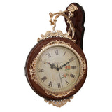 Maxbell Double Sided Wall Clock Battery Operated Non Ticking Silent Decorative Clock Brown