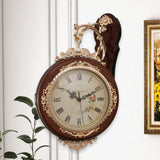 Maxbell Double Sided Wall Clock Battery Operated Non Ticking Silent Decorative Clock Brown