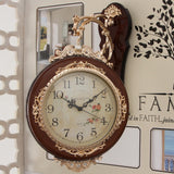 Maxbell Double Sided Wall Clock Battery Operated Non Ticking Silent Decorative Clock Brown