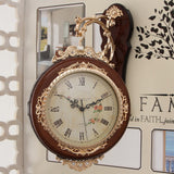 Maxbell Double Sided Wall Clock Battery Operated Non Ticking Silent Decorative Clock Brown
