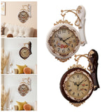 Maxbell Double Sided Wall Clock Quiet Farmhouse Decorative Clock for Villa Porch Bar White