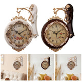 Maxbell Double Sided Wall Clock Quiet Farmhouse Decorative Clock for Villa Porch Bar White