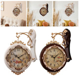 Maxbell Double Sided Wall Clock Quiet Farmhouse Decorative Clock for Villa Porch Bar White