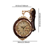Maxbell Double Sided Wall Clock Quiet Farmhouse Decorative Clock for Villa Porch Bar Brown