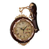 Maxbell Double Sided Wall Clock Quiet Farmhouse Decorative Clock for Villa Porch Bar Brown