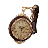 Maxbell Double Sided Wall Clock Quiet Farmhouse Decorative Clock for Villa Porch Bar Brown