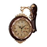 Maxbell Double Sided Wall Clock Quiet Farmhouse Decorative Clock for Villa Porch Bar Brown