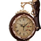 Maxbell Double Sided Wall Clock Quiet Farmhouse Decorative Clock for Villa Porch Bar Brown