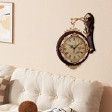 Maxbell Double Sided Wall Clock Quiet Farmhouse Decorative Clock for Villa Porch Bar Brown