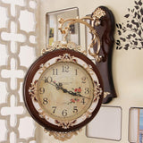 Maxbell Double Sided Wall Clock Quiet Farmhouse Decorative Clock for Villa Porch Bar Brown