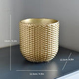 Maxbell Resin Flower Pot Small Flowerpot for Indoor Outdoor Plants Garden Windowsill Gold