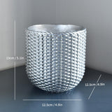 Maxbell Resin Flower Pot Small Flowerpot for Indoor Outdoor Plants Garden Windowsill Silver