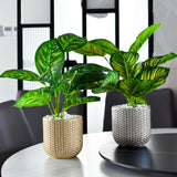 Maxbell Resin Flower Pot Small Flowerpot for Indoor Outdoor Plants Garden Windowsill Silver