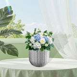 Maxbell Resin Flower Pot Small Flowerpot for Indoor Outdoor Plants Garden Windowsill Silver
