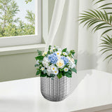 Maxbell Resin Flower Pot Small Flowerpot for Indoor Outdoor Plants Garden Windowsill Silver