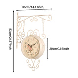Maxbell Double Sided Wall Mounted Clock Quiet Antique Design for Home Kitchen Office white