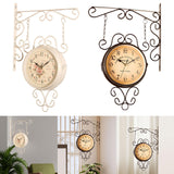 Maxbell Double Sided Wall Mounted Clock Quiet Antique Design for Home Kitchen Office white
