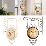 Maxbell Double Sided Wall Mounted Clock Quiet Antique Design for Home Kitchen Office white