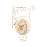 Maxbell Double Sided Wall Mounted Clock Quiet Antique Design for Home Kitchen Office white