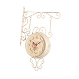 Maxbell Double Sided Wall Mounted Clock Quiet Antique Design for Home Kitchen Office white