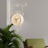 Maxbell Double Sided Wall Mounted Clock Quiet Antique Design for Home Kitchen Office white