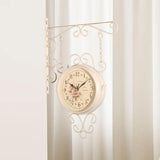 Maxbell Double Sided Wall Mounted Clock Quiet Antique Design for Home Kitchen Office white