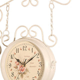 Maxbell Double Sided Wall Mounted Clock Quiet Antique Design for Home Kitchen Office white
