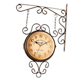 Maxbell Double Sided Wall Mounted Clock Quiet Antique Design for Home Kitchen Office coffee