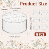 Maxbell 12 Holes Circular Acrylic Vases Decorative Vases for Office Bookshelf Indoor 6 Pieces
