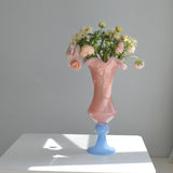 Maxbell Vase Decoration Gift Statue Retro Flower Pot for Indoor Tabletop Living Room Pink