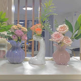 Maxbell Glass Flower Vase Ornament Decorative Art Vase for Desk Dining Room Entrance Purple