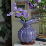 Maxbell Glass Flower Vase Ornament Decorative Art Vase for Desk Dining Room Entrance Purple