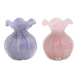 Maxbell Glass Flower Vase Ornament Decorative Art Vase for Desk Dining Room Entrance Purple