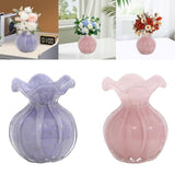 Maxbell Glass Flower Vase Ornament Decorative Art Vase for Desk Dining Room Entrance Purple