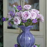 Maxbell Glass Flower Vase Ornament Decorative Art Vase for Desk Dining Room Entrance Purple