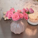 Maxbell Glass Flower Vase Ornament Decorative Art Vase for Desk Dining Room Entrance Pink