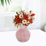 Maxbell Glass Flower Vase Ornament Decorative Art Vase for Desk Dining Room Entrance Pink