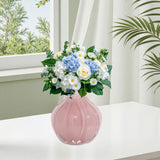 Maxbell Glass Flower Vase Ornament Decorative Art Vase for Desk Dining Room Entrance Pink