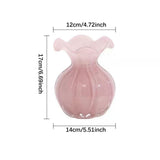 Maxbell Glass Flower Vase Ornament Decorative Art Vase for Desk Dining Room Entrance Pink
