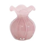 Maxbell Glass Flower Vase Ornament Decorative Art Vase for Desk Dining Room Entrance Pink