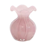 Maxbell Glass Flower Vase Ornament Decorative Art Vase for Desk Dining Room Entrance Pink