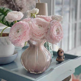 Maxbell Glass Flower Vase Ornament Decorative Art Vase for Desk Dining Room Entrance Pink