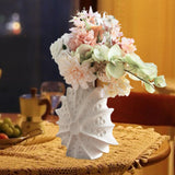 Maxbell Ceramic Vase Nordic Boho Aesthetic Home Decor for Mantel Mantle Dining Table L white