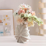 Maxbell Ceramic Vase Nordic Boho Aesthetic Home Decor for Mantel Mantle Dining Table L white